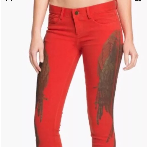 HAUTE HIPPIE RED DENIM SKINNY JEANS PANTS - Picture 2 of 8